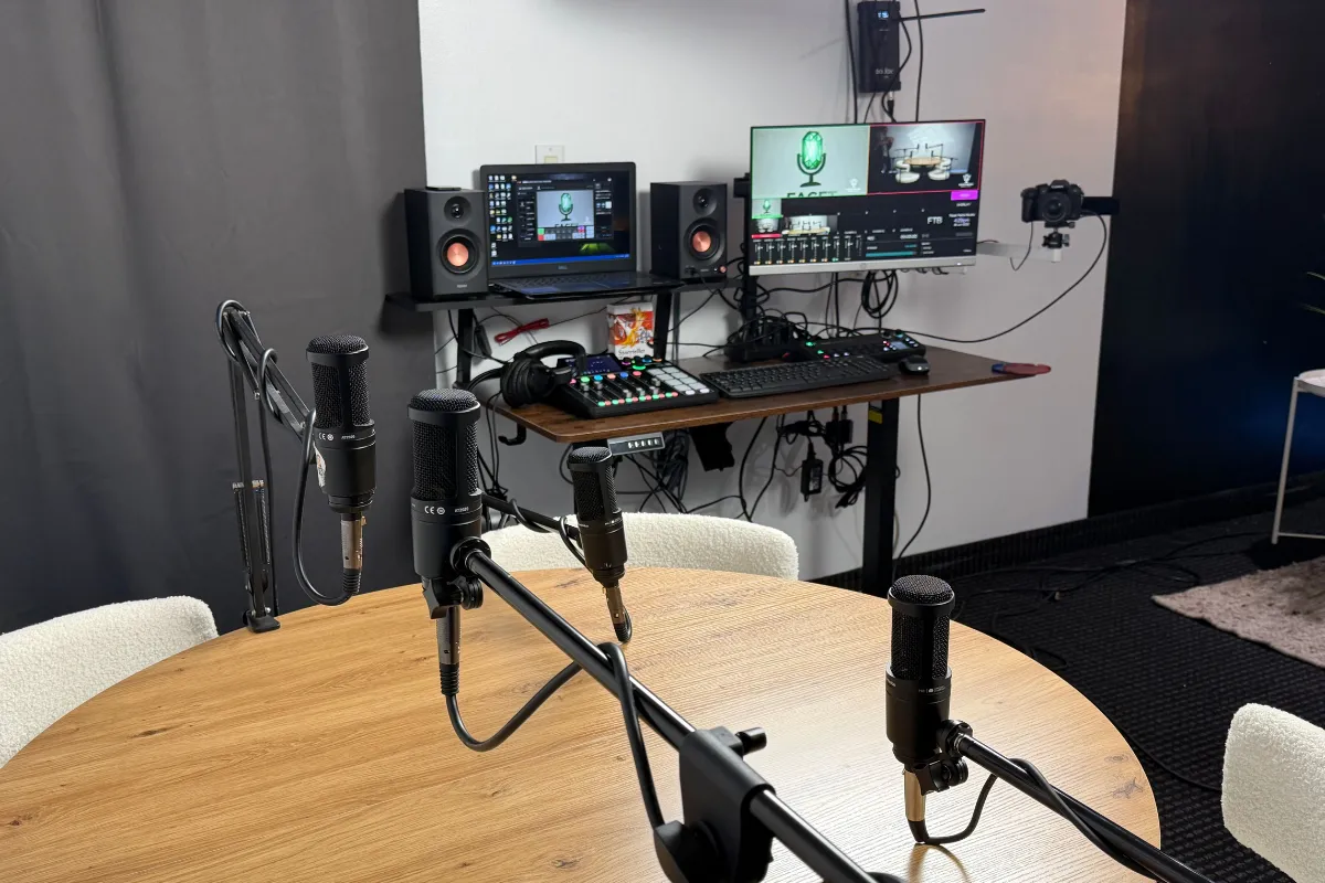 Professional podcast studio recording setup