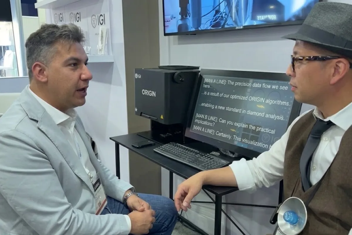 Two guys talking about the script near a screen
