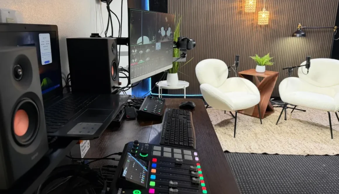 Facet Media podcast studio recording and control setup